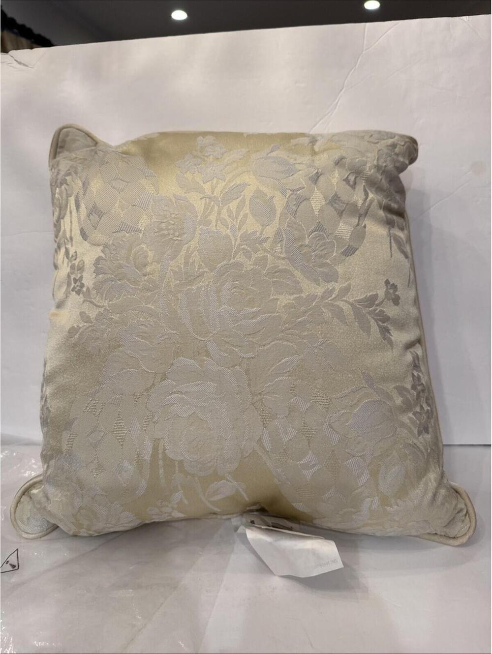 NEW Croscill Jacquard Damask Throw Pillow Bianca Square Pillow Sterling Blue 16”
